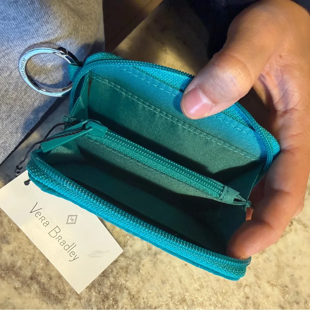 Vera Bradley Teal Quilted Zip-Around Wallet - Picture 3 of 4